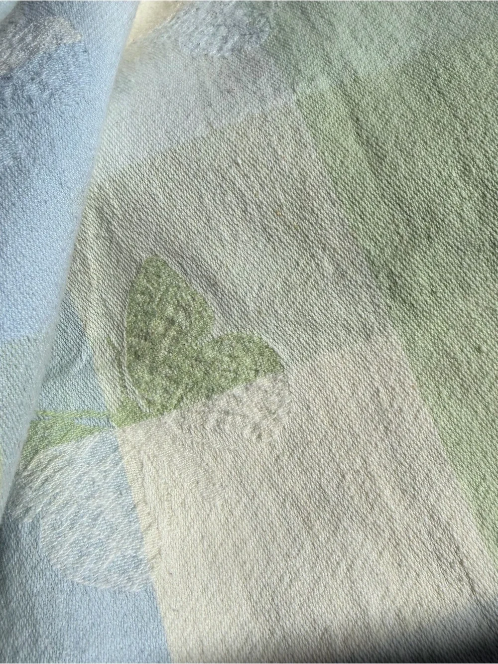 Blue and Light Green Butterfly Jacquard Table Clothe ( could be bedcover)